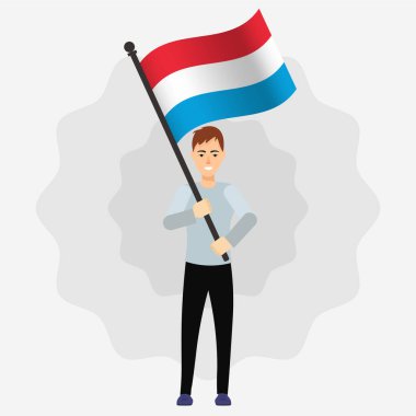 Lüksemburg Bayrağı Tutan Mutlu Adam