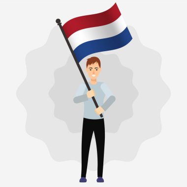 Hollanda Bayrağını Tutan Mutlu Adam