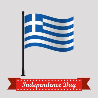 Sallanan Bayraklı Düz Yunanistan Bağımsızlık Günü