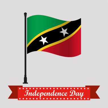 Düz Saint Kitts ve Nevis Bağımsızlık Günü Sallanan Bayrak