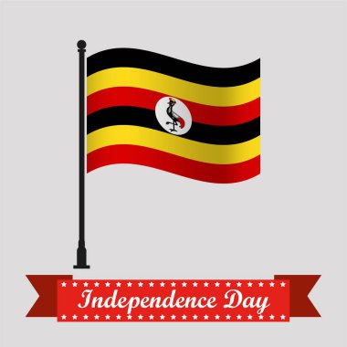 Dalgalanan Bayraklı Düz Uganda Bağımsızlık Günü