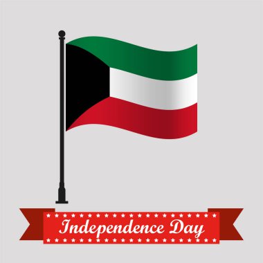 Sallanan Bayraklı Düz Kuveyt Bağımsızlık Günü