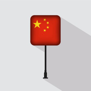 Çin Bayrak Kutbu Vektör İllüstrasyonu
