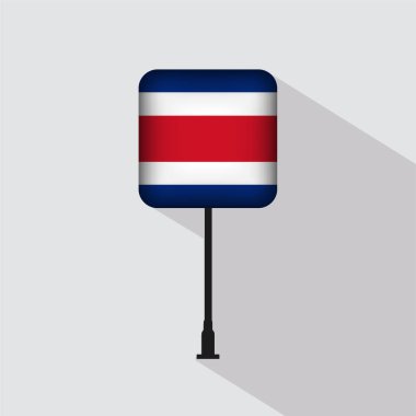 Kosta Rika Bayrak Kutbu Vektör İllüstrasyonu