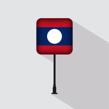 Laos Bayrak Kutbu Vektör İllüstrasyonu