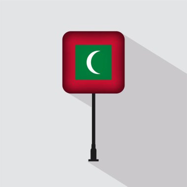 Maldivler Bayrak Kutbu Vektörü İllüstrasyonu