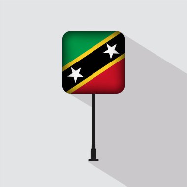 Saint Kitts ve Nevis Bayrak Kutbu Vektör İllüstrasyonu