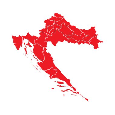 Abstract Red Croatia Map with Cities