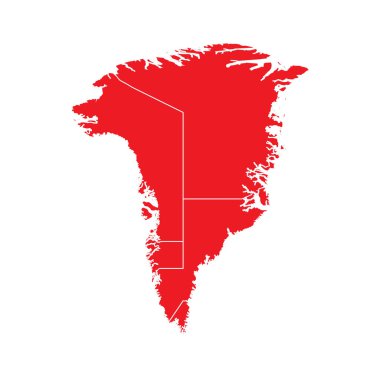 Abstract Red Greenland Map with Cities