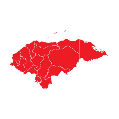 Abstract Red Honduras Map with Cities