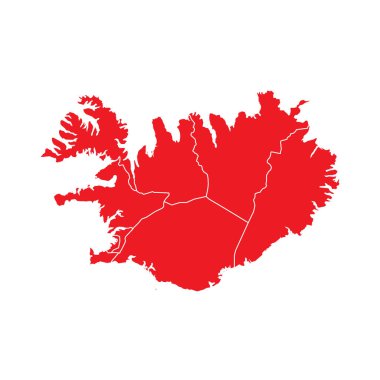 Abstract Red Iceland Map with Cities