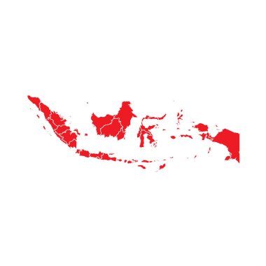 Abstract Red Indonesia Map with Cities