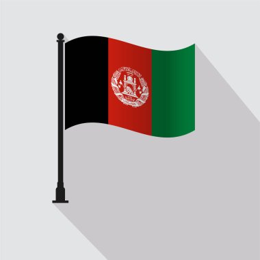 Afganistan Dalgalanan Bayrak Kutbu Vektörü İllüstrasyonu