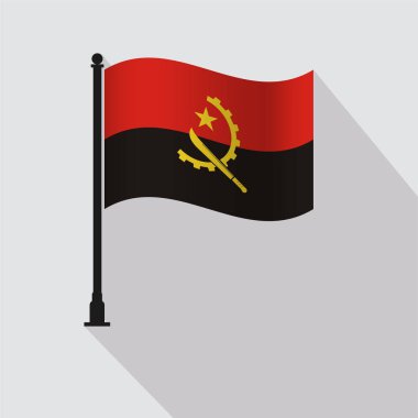Angola Dalgalanan Bayrak Kutbu Vektör İllüstrasyonu