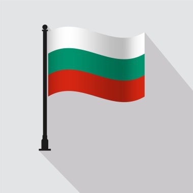 Bulgaristan Bayrak Dalgalanan Kutup Vektörü İllüstrasyonu