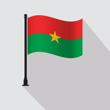 Burkina Faso Dalgalanan Bayrak Kutbu Vektör İllüstrasyonu