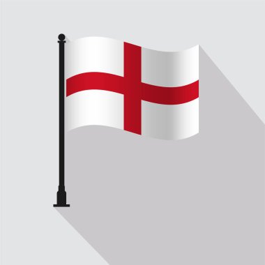 İngiltere Dalgalanan Bayrak Kutbu Vektör İllüstrasyonu