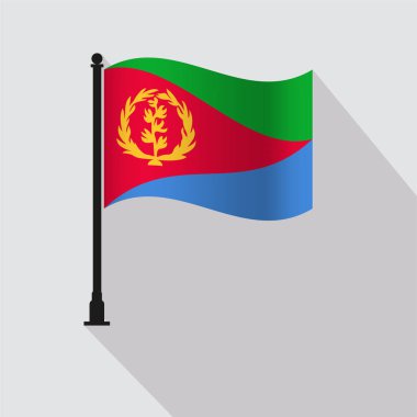 Eritre Dalgalanan Bayrak Kutbu Vektör İllüstrasyonu