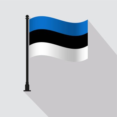 Estonya Dalgalanan Bayrak Kutbu Vektörü İllüstrasyonu