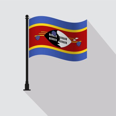 Eswatini Dalgalanan Bayrak Kutbu Vektör İllüstrasyonu