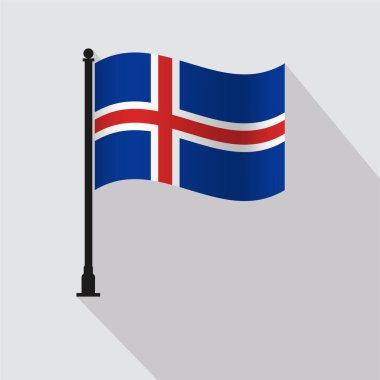 İzlanda Dalgalanan Bayrak Kutbu Vektör İllüstrasyonu