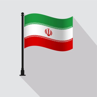 İran Dalgalanan Bayrak Kutbu Vektör İllüstrasyonu