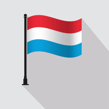 Lüksemburg Ulusal Dalgalanan Bayrak Kutbu Vektör İllüstrasyonu