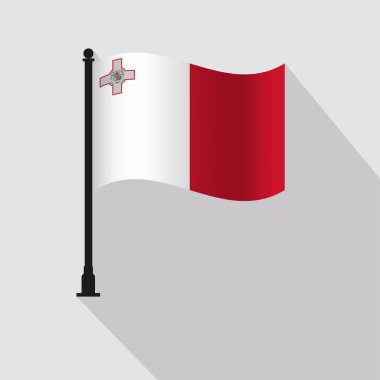 Malta Ulusal Dalgalanan Bayrak Kutbu Vektör İllüstrasyonu