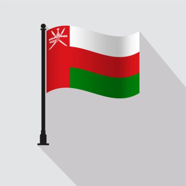 Umman Dalgalanan Bayrak Direği Vektör İllüstrasyonu