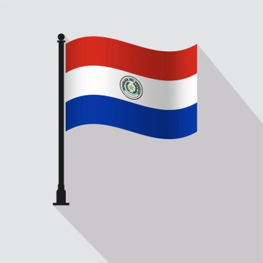 Paraguay Dalgalanan Bayrak Kutbu Vektör İllüstrasyonu