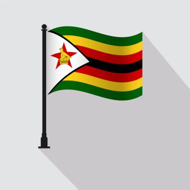 Zimbabwe Dalgalanan Bayrak Kutbu Vektör İllüstrasyonu