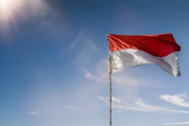 mavi gökyüzü bağımsızlık günü kavramı altında endonezya bayrakları