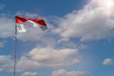 mavi gökyüzü bağımsızlık günü kavramı altında endonezya bayrakları
