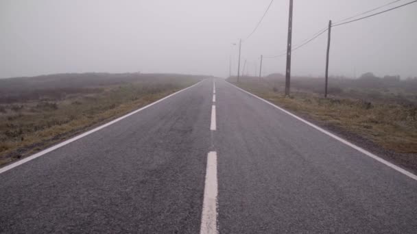 Empty Lonely Eerie Road Covered Fog Day Concept Mistery Horror — Stock Video