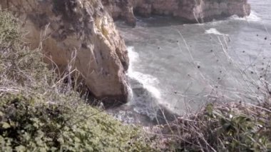 Joao de Arens sahilinde küçük bir sahil manzarası ve bitki örtüsüyle kaplı bir tepe. Seyahat eden doğa kavramı