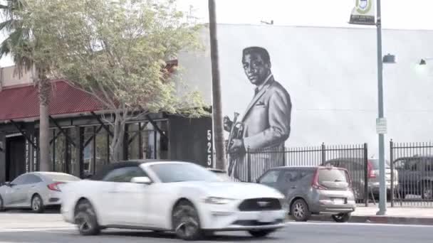 Graffiti Louise Armstronga Budově Los Angeles Koncept Života Městě Los — Stock video