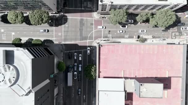 Dron Aérien Oeil Oiseau Tiré Sur Circulation Dans Centre Ville — Video