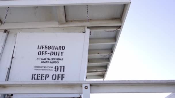 Lifeguard Duty Sign Coastguard Cabin Santa Monica Beach Concept Summertime — Stok video