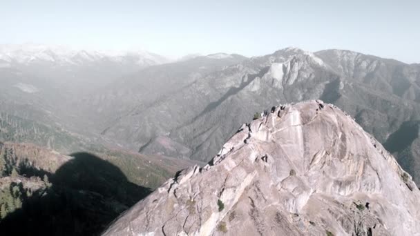 Aerial Drone View Moro Rock Staircase Giant Forest Sequoia National — 비디오