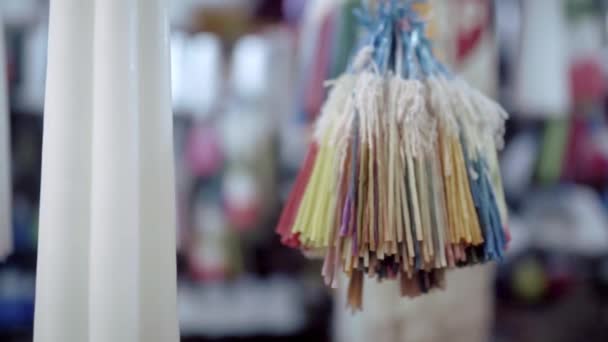 Stack Colorful Traditional Candles Hanging Mexican Street Market Stall Concept — Vídeo de Stock