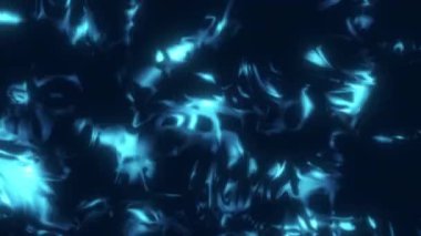 Karanlık Arkaplan Döngüsünde Parlayan Mavi Soyut Sıvı Örnekleri. Pürüzsüz, akıcı ve büyüleyici. Sakinleştirici ve fütüristik bir ortam yaratmak için mükemmel..