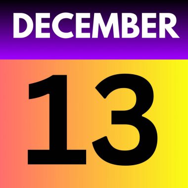 December 13 . gradient Style calendar .date ,day, month , the month of December clipart