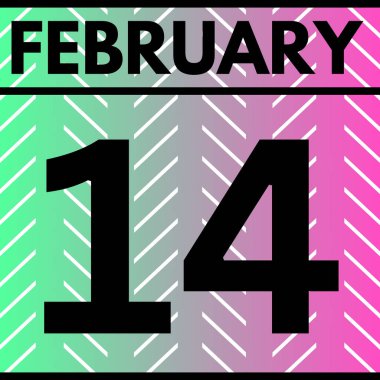 February 14 ,written calendar , Daily Calendar Icon in flat design style clipart