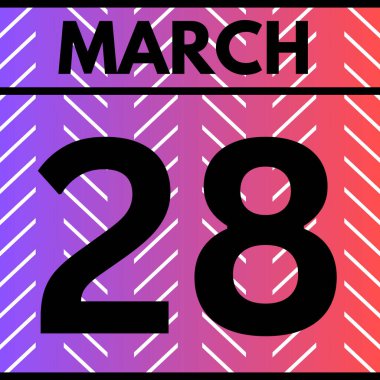 march 28 ,written calendar , Daily Calendar Icon in flat design style clipart