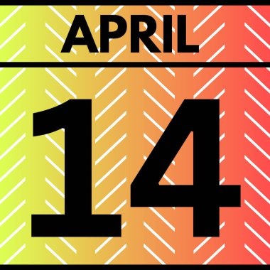 april 14 ,written calendar , Daily Calendar Icon in flat design style clipart