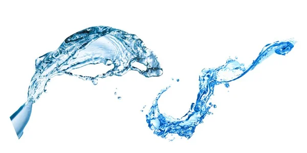 Agua Azul Transparente Salpica Ondea Con Gotas Líquidos Que Salpican — Foto de Stock