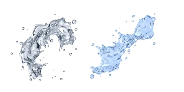 Agua Azul Transparente Salpica Ondea Con Gotas Líquidos Que Salpican — Foto de Stock