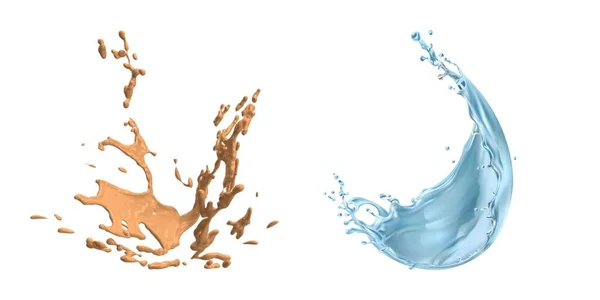 Transparent Blue Water Splashes Ripples Drops Liquids Splashing Fluid Droplets — Stock Photo, Image