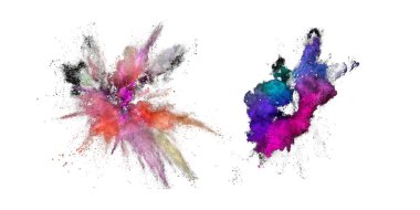 Holi parlak renkli boya festivali patlaması izole edilmiş beyaz zemin