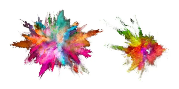 Holi Glänzende Farbe Farbpulver Festival Explosion Platzte Isoliert Weißen Hintergrund — Stockfoto